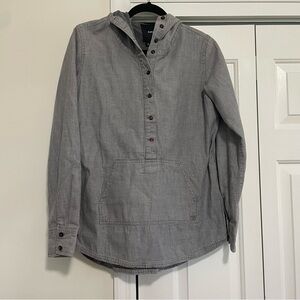 Burton Gray Hooded Rugby 3/4 Button Size Medium